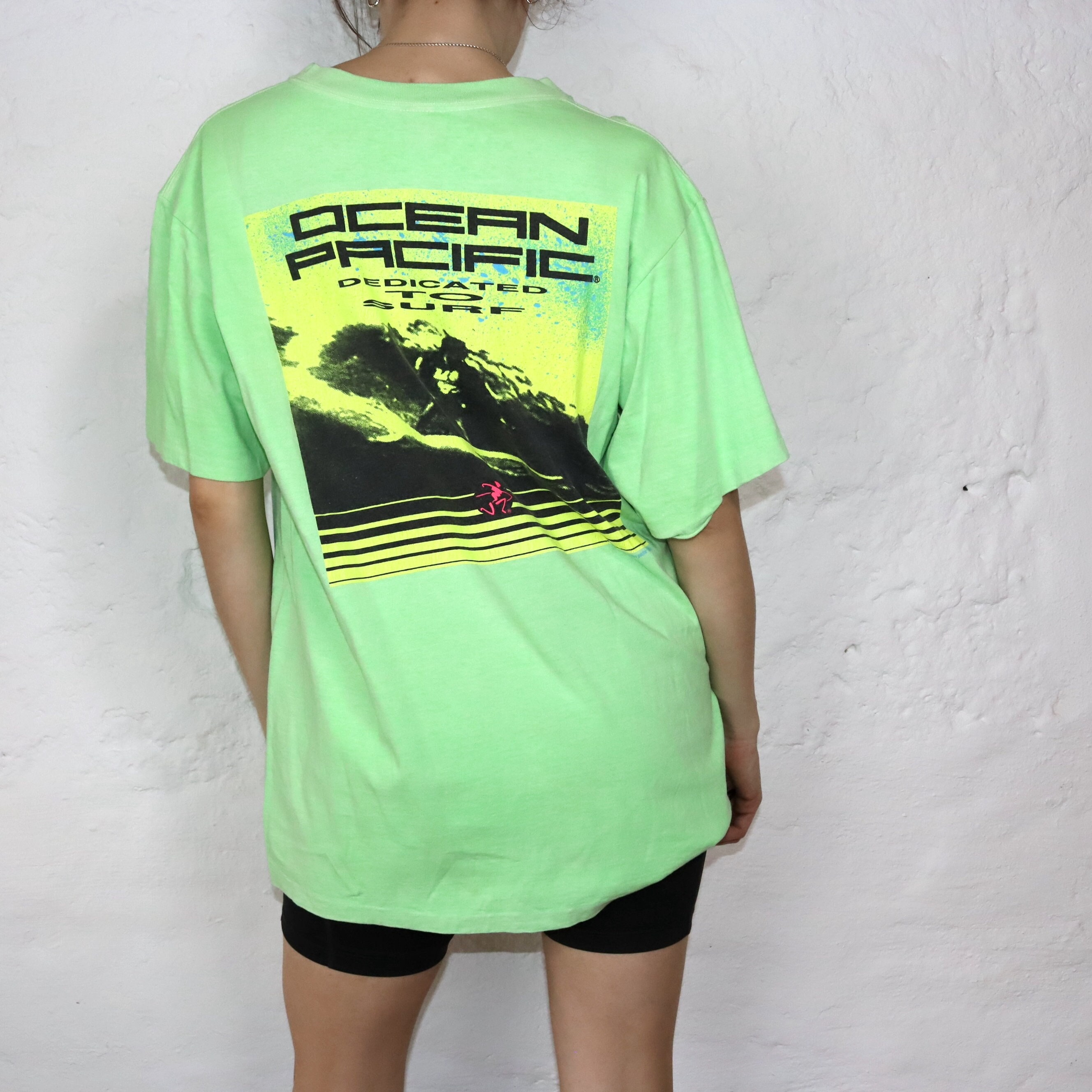 Vintage Rare Ocean Pacific T-shirt Neon Green Print 1990 L/XL - Etsy
