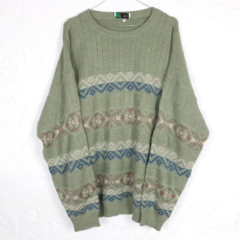 Vintage 80s 90s OSIALDO ZALO Wool Sweater Pullover Wool Patterned