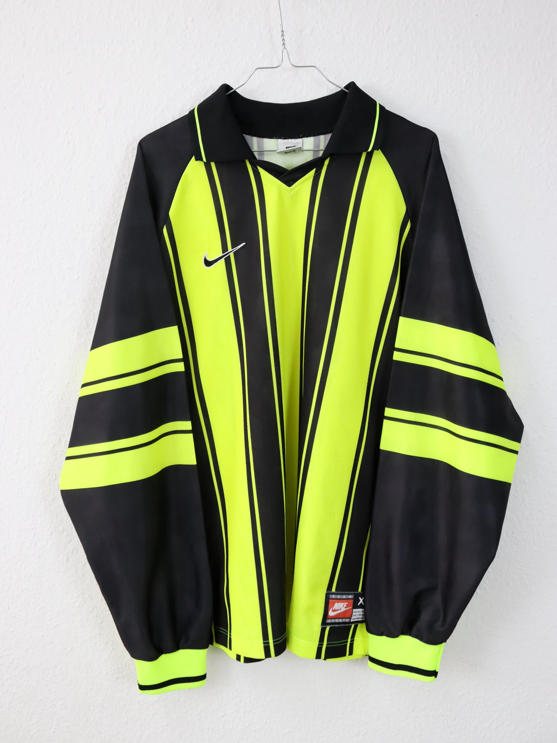 Vintage 80s 90s NIKE Team Sports Jersey, Long Sleeve, Polo Collar