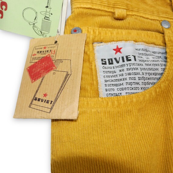 Vintage corduroy pants yellow mustard SOVIET W34 - image 7