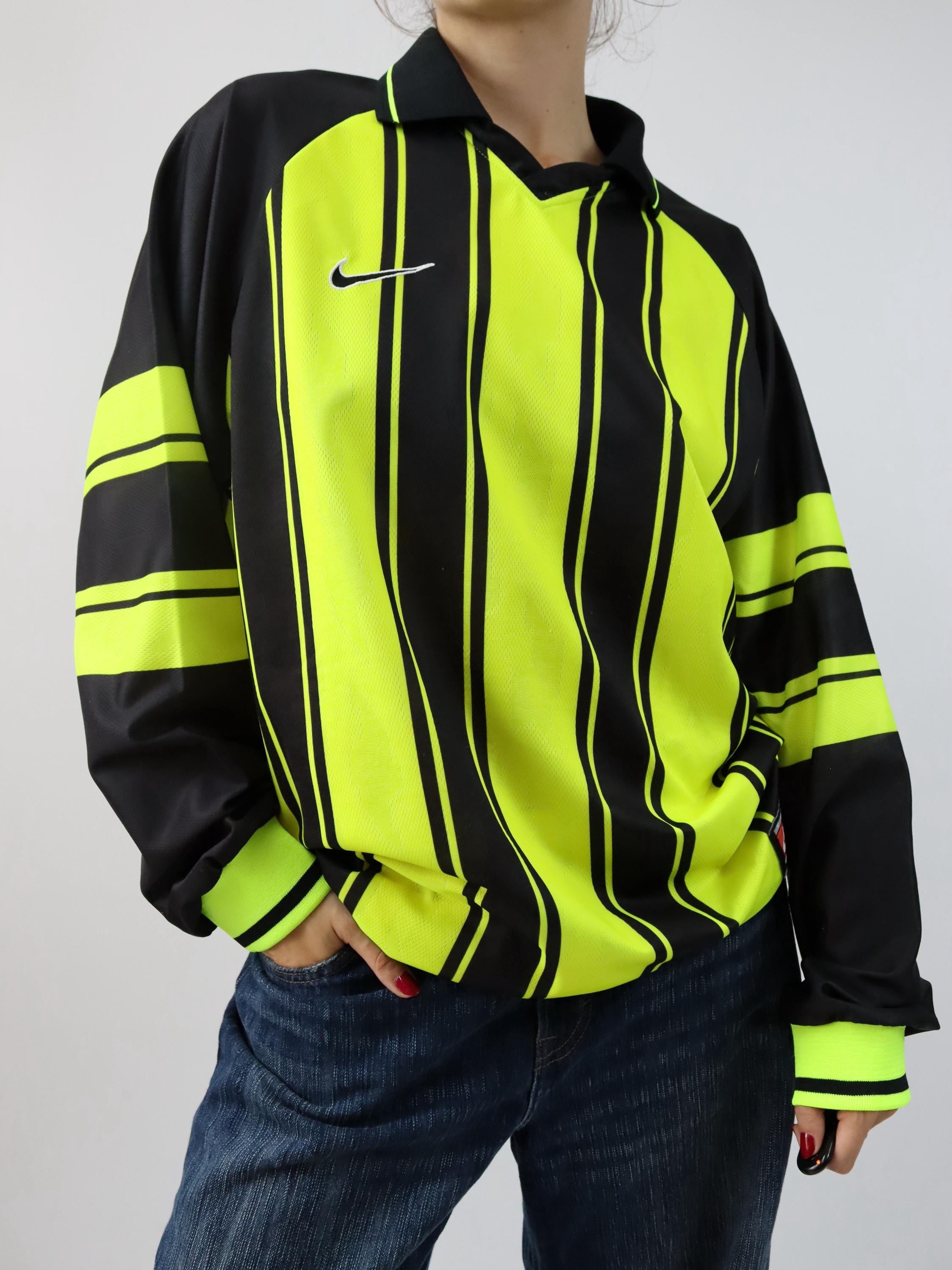 Vintage 80s 90s NIKE Team Sports Jersey, Long Sleeve, Polo Collar