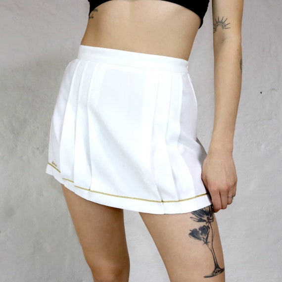 Jupe jupe tennis vintage or blanc ELLESSE S Etsy France