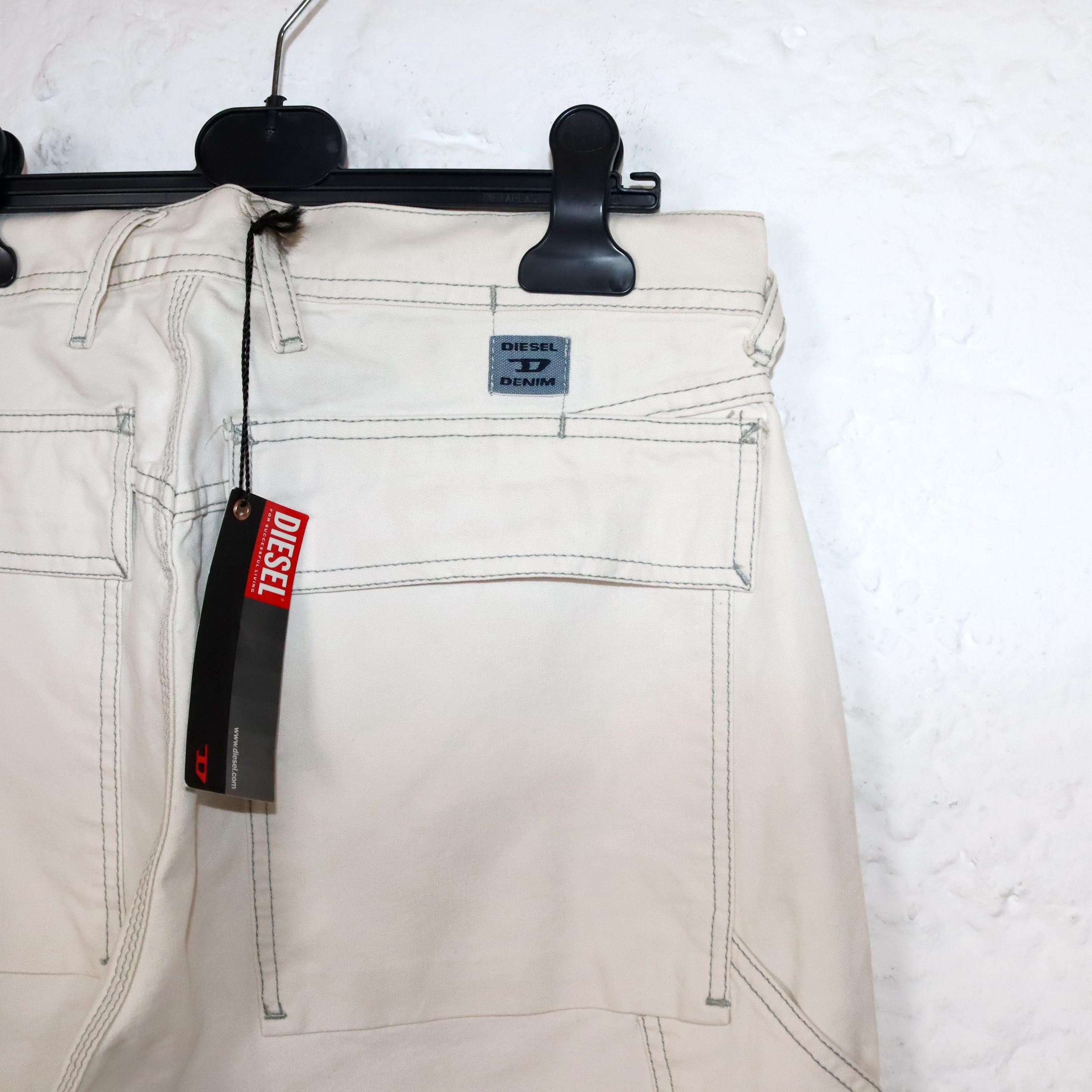 Vintage 90s 00s Y2k DIESEL Baggy Pants Wide Leg Cargo Pants Cream