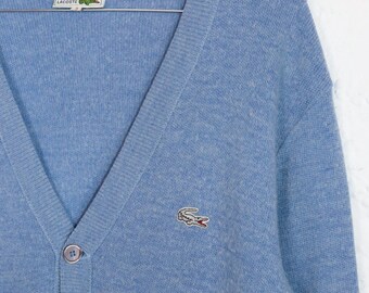 Vintage 80s 90s LACOSTE Cardigan Light Blue Wool - Etsy