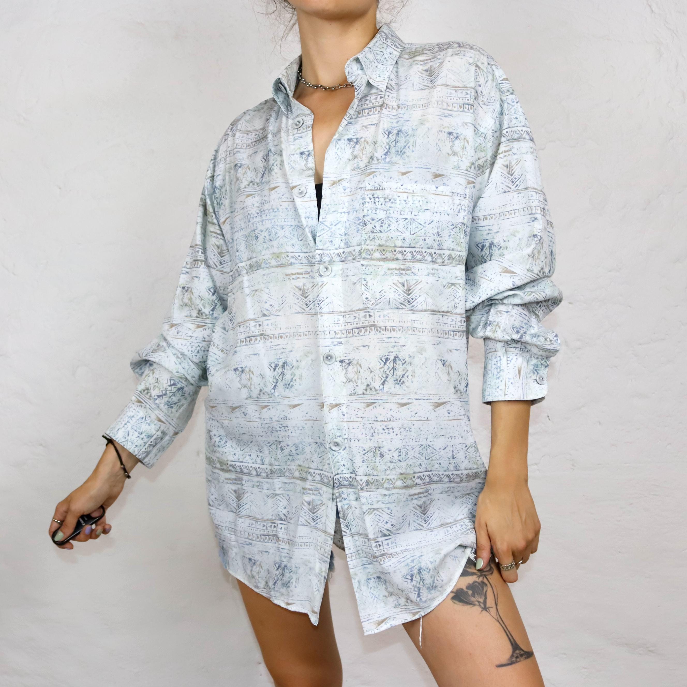 【翌日発送可能】 Vintage Pattern Crazy Sleeve Long Shirt FAST NEW 90s 80s トップス