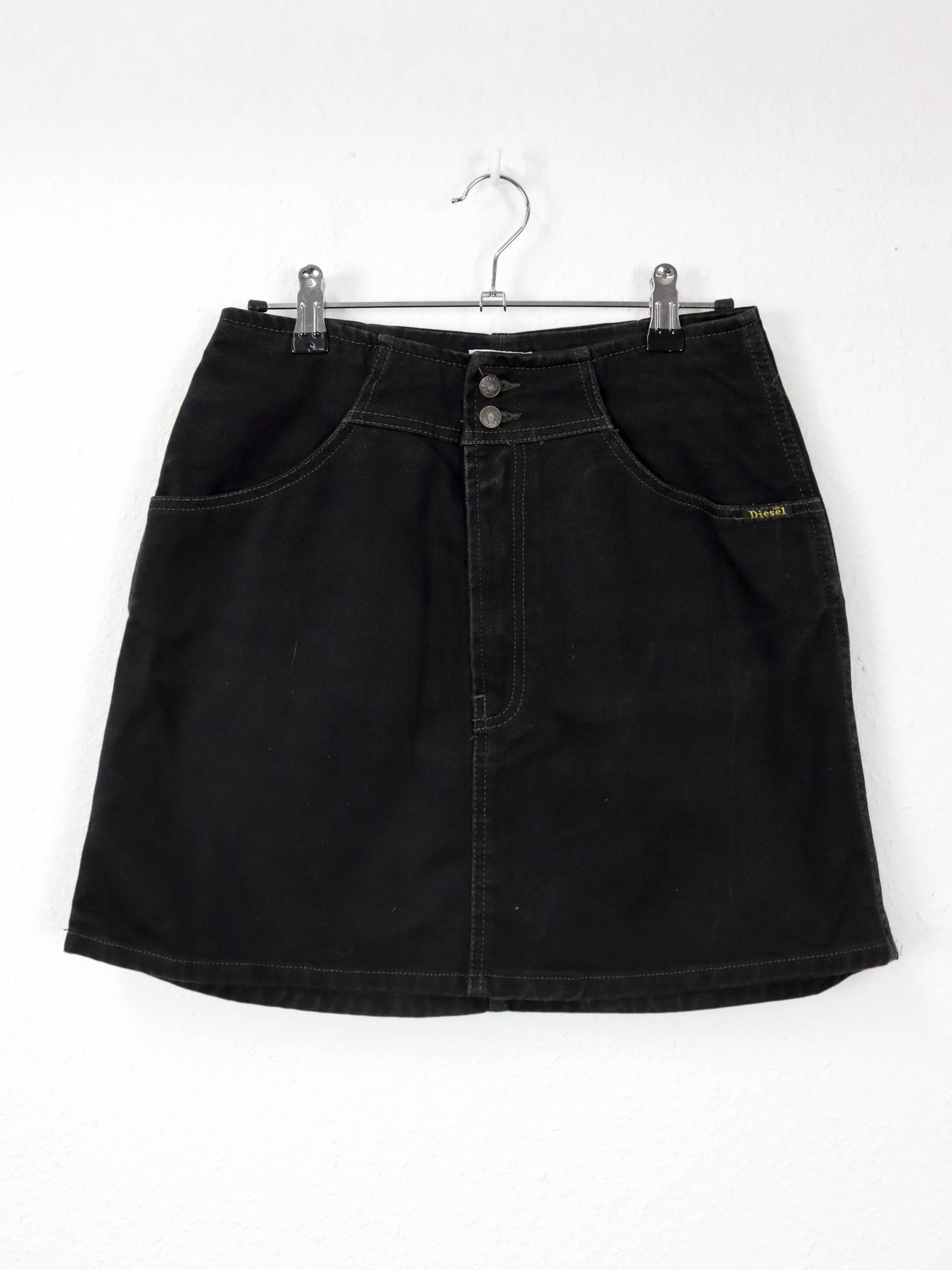 Vintage 80s 90s DIESEL Denim Skirt Miniskirt Black 36 - Etsy