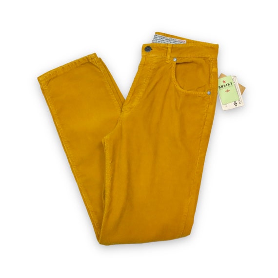 Vintage corduroy pants yellow mustard SOVIET W34 - image 4