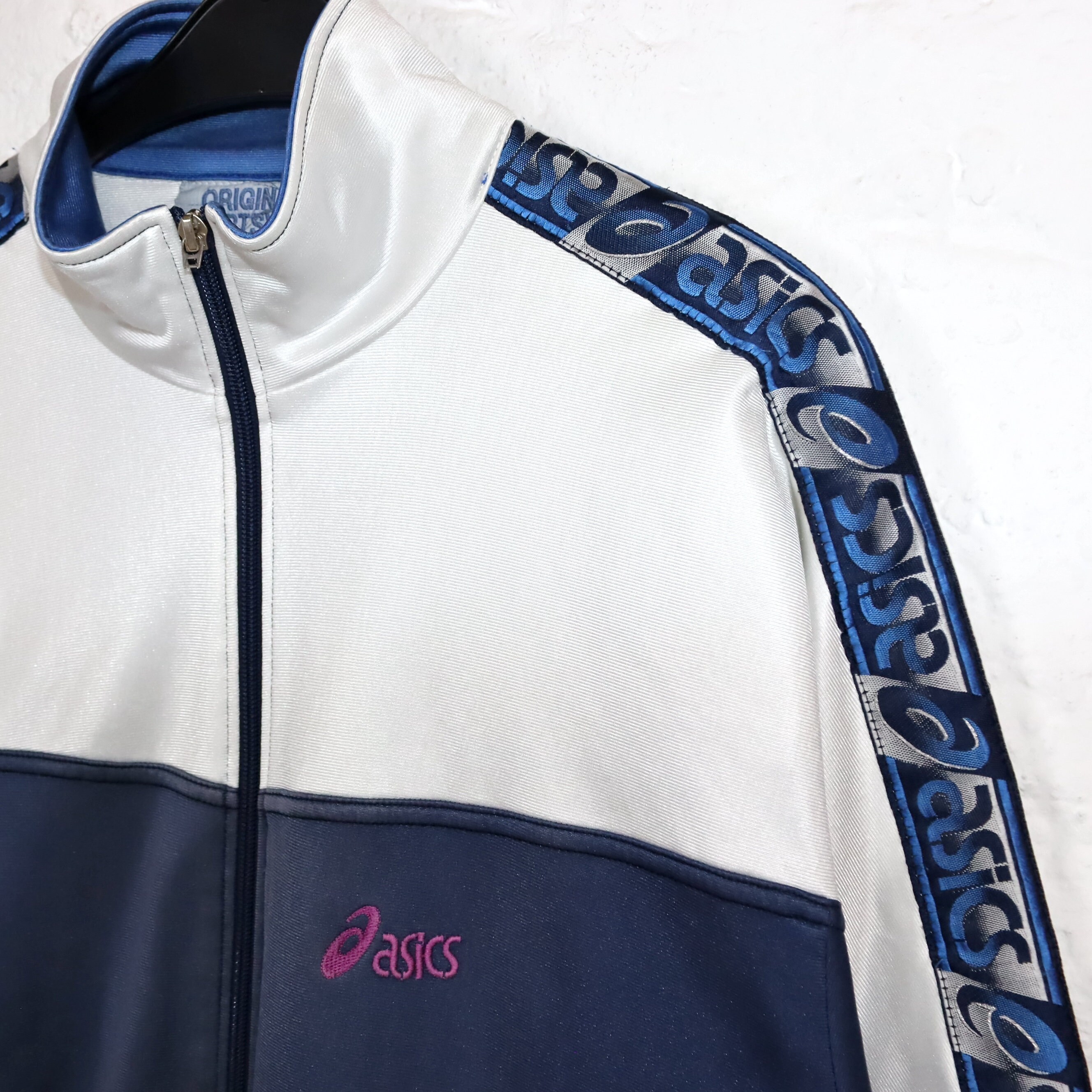 Vintage 80s 90s ASICS Training Jacket Stand-up Collar White