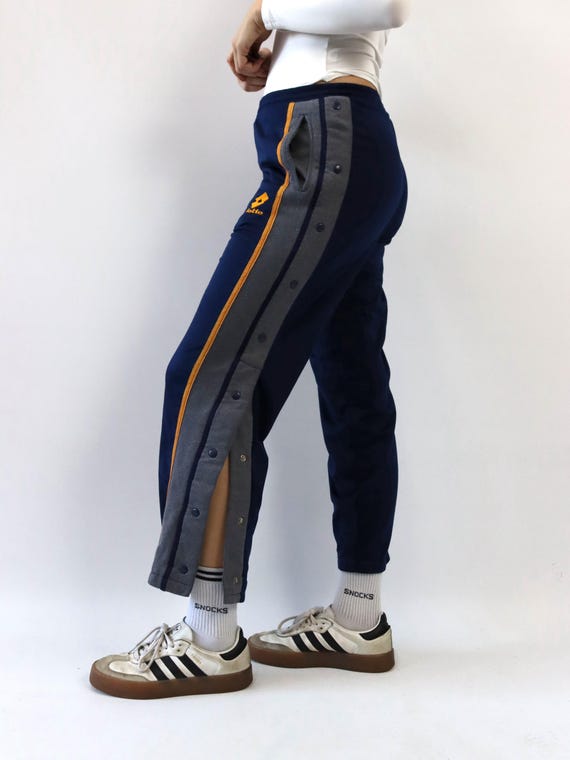 Lotto, Vintage 80er 90er LOTTO Jogginghose dunkelblau gelb grau 48 S/ M