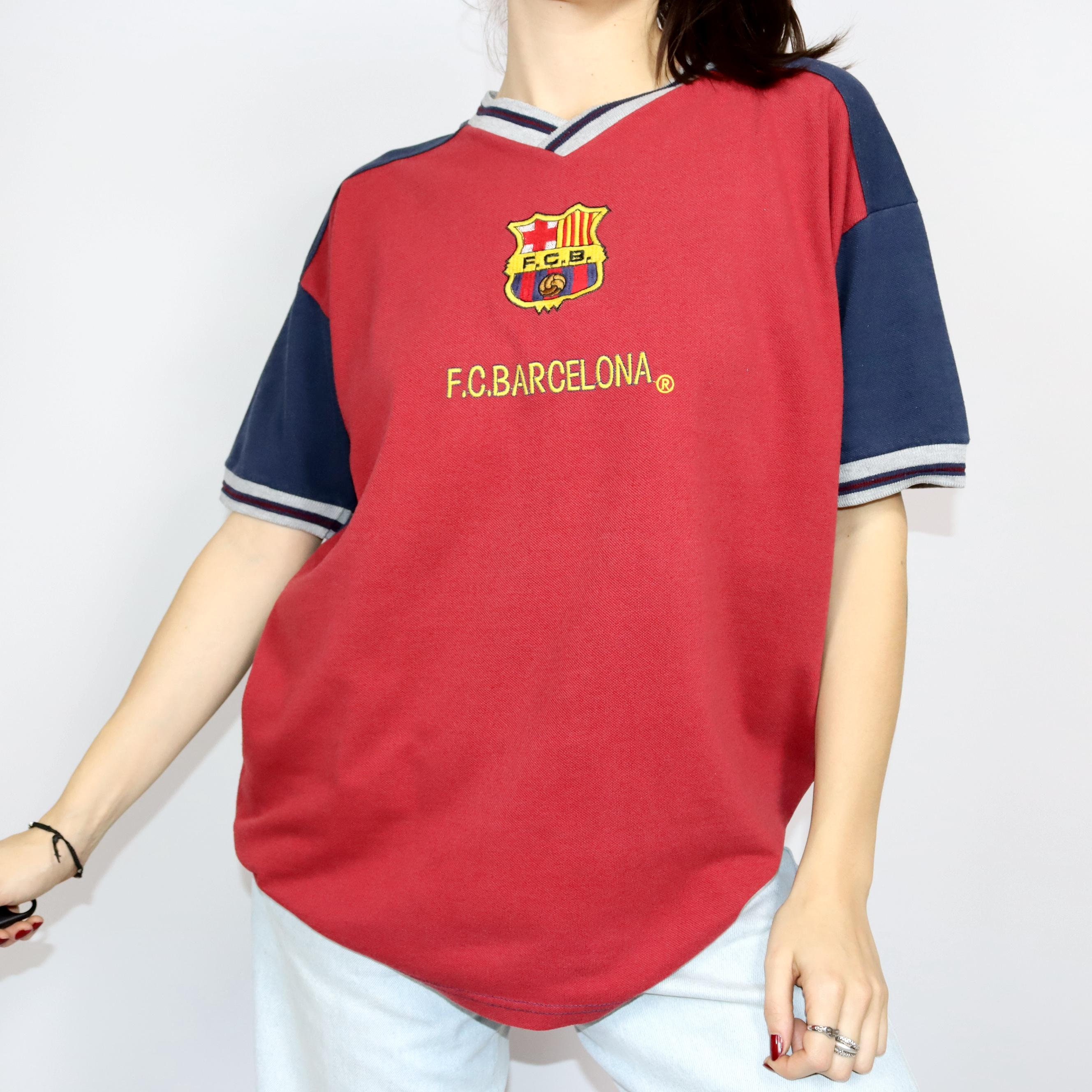 Vintage 80s 90s JOSMA FC Barcelona 2000 T-shirt Short Sleeve V
