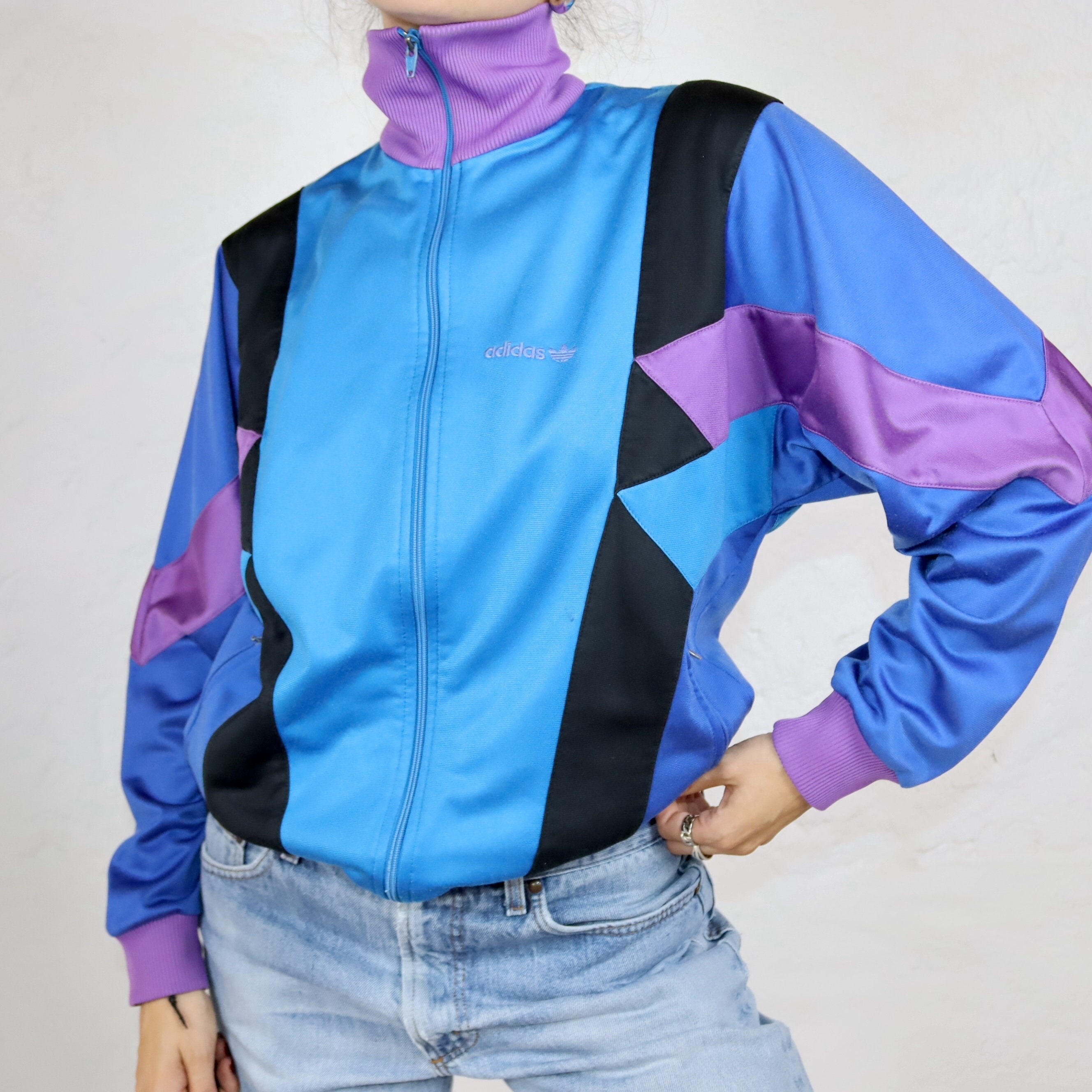 Vintage 80s 90s ADIDAS Tracksuit Jacket Stand-up Collar Vintage 80s 90s ADIDAS Tracksuit Jacket Stand-up Collar