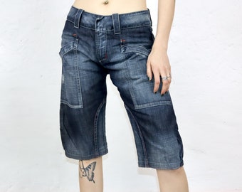 Vintage anni '90 anni '00 Y2k MISS SIXTY Capri Pantaloni Jeans Denim Deadstock W28