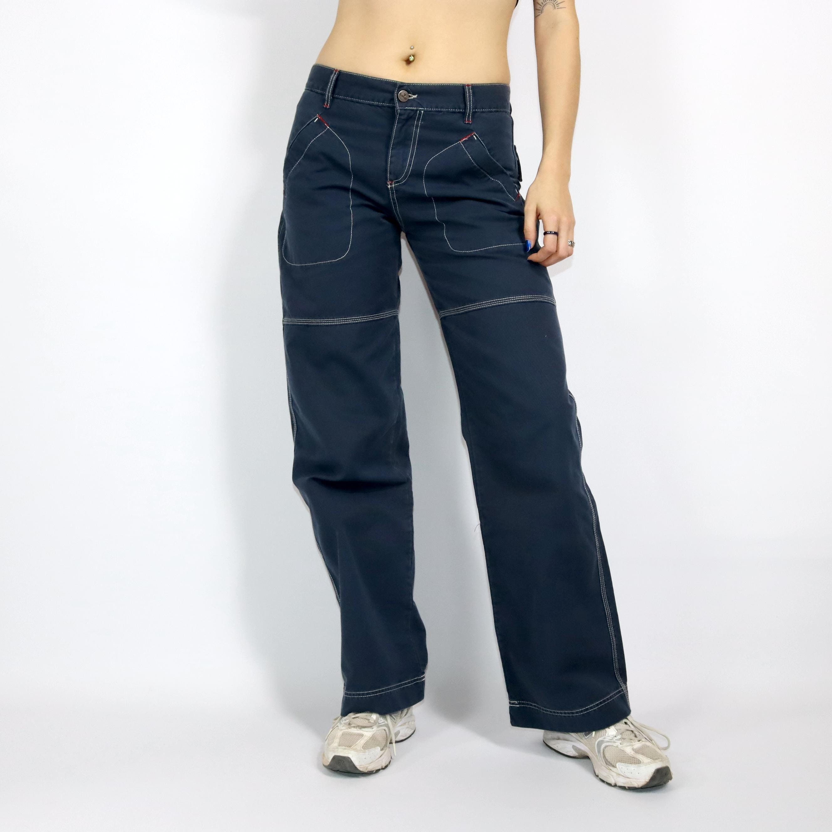 Vintage 80s 90s Y2k KILLAH Pants Baggy Hip Pants Blue Iow Waist
