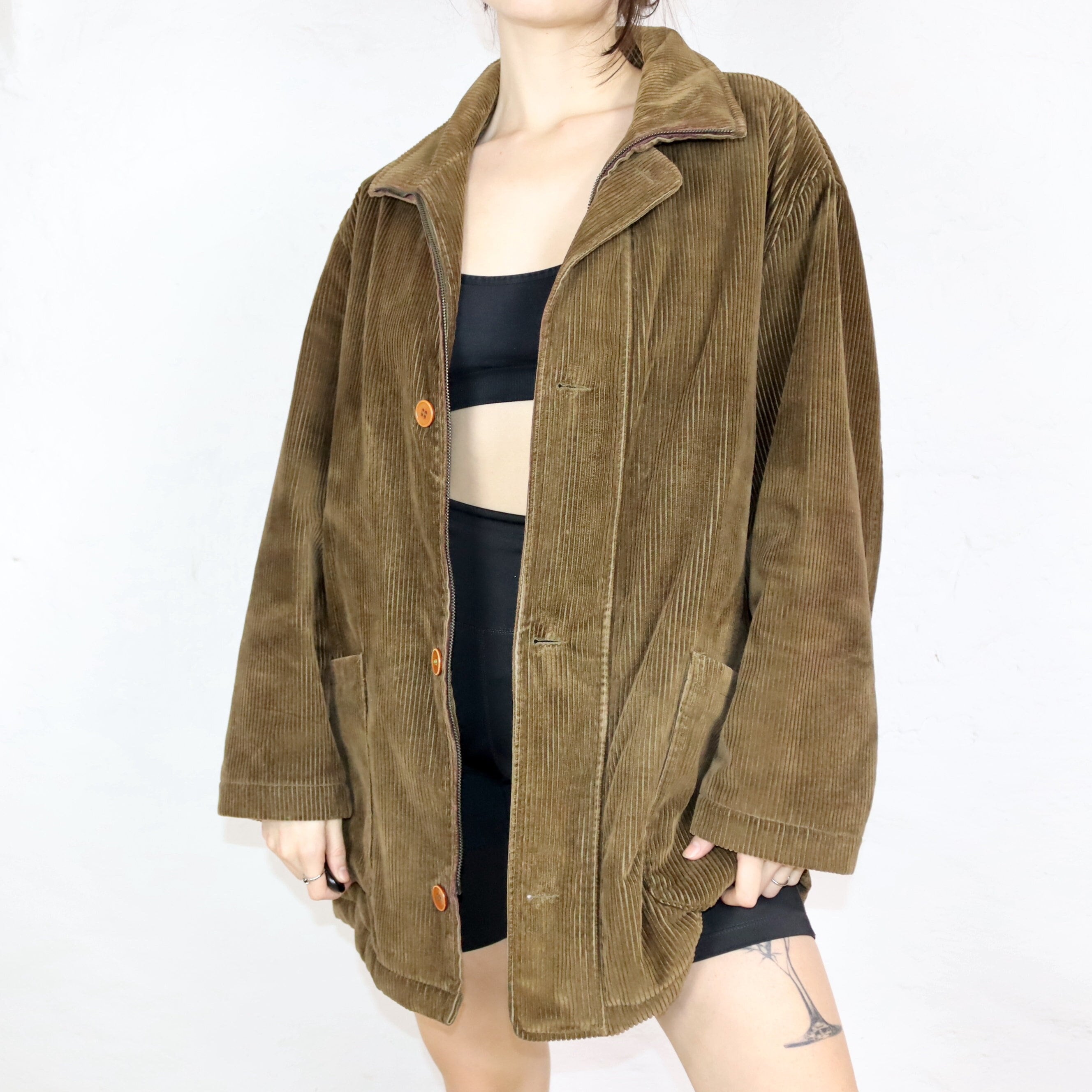 Vintage 80s 90s GUY LAROCHE Paris Corduroy Jacket Stand-up Collar