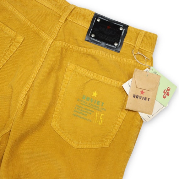 Vintage corduroy pants yellow mustard SOVIET W34 - image 9