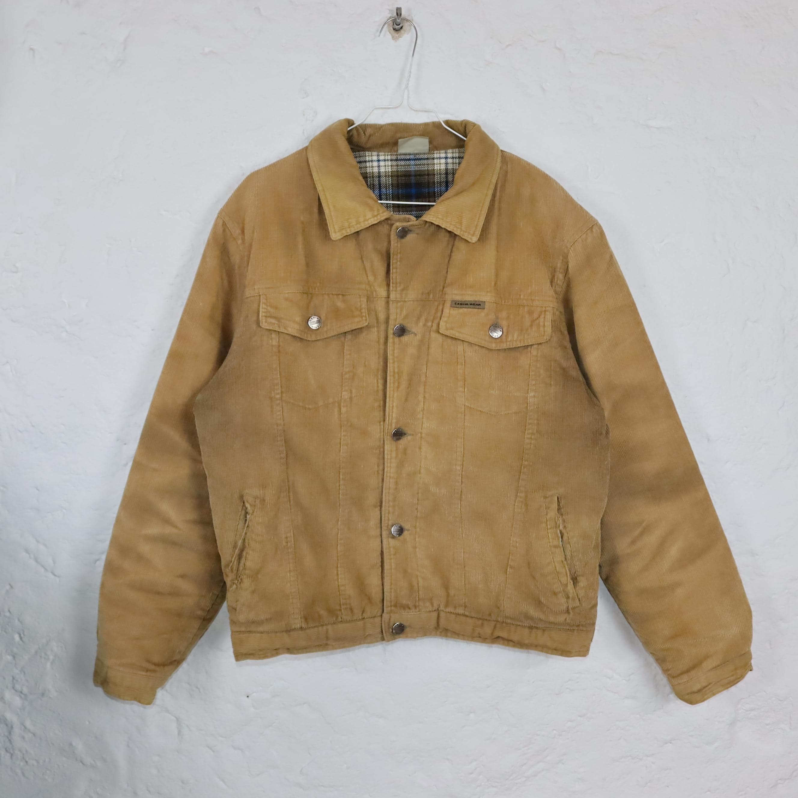 Vintage 80s 90s CAMARGUE Corduroy Jacket Corduroy Beige Lightly 