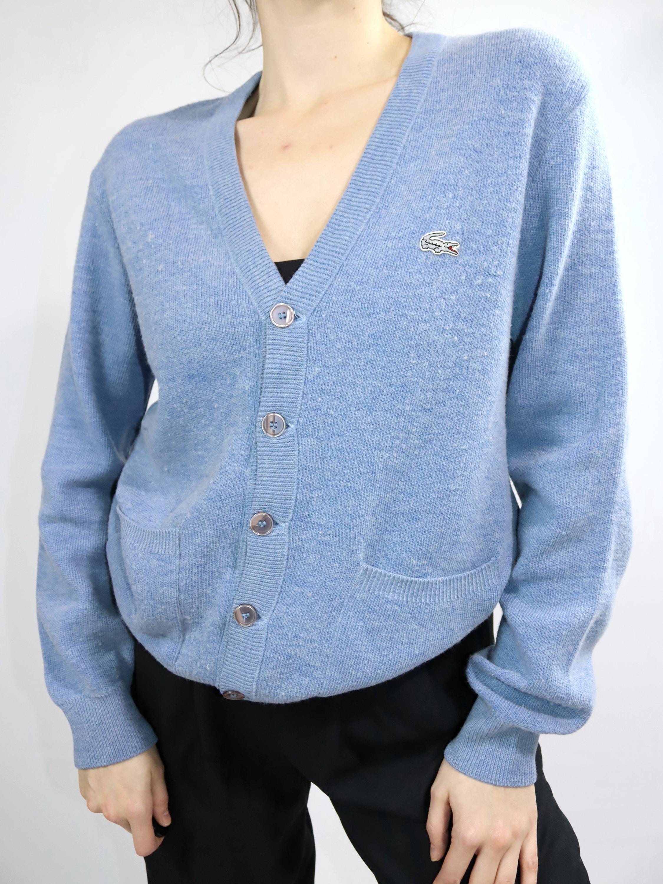 Vintage 80s 90s LACOSTE Cardigan Light Blue Wool - Etsy
