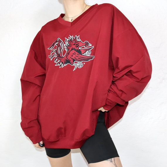 Vintage Windbreaker Jacke V-Neck Drachen rot schw… - image 1