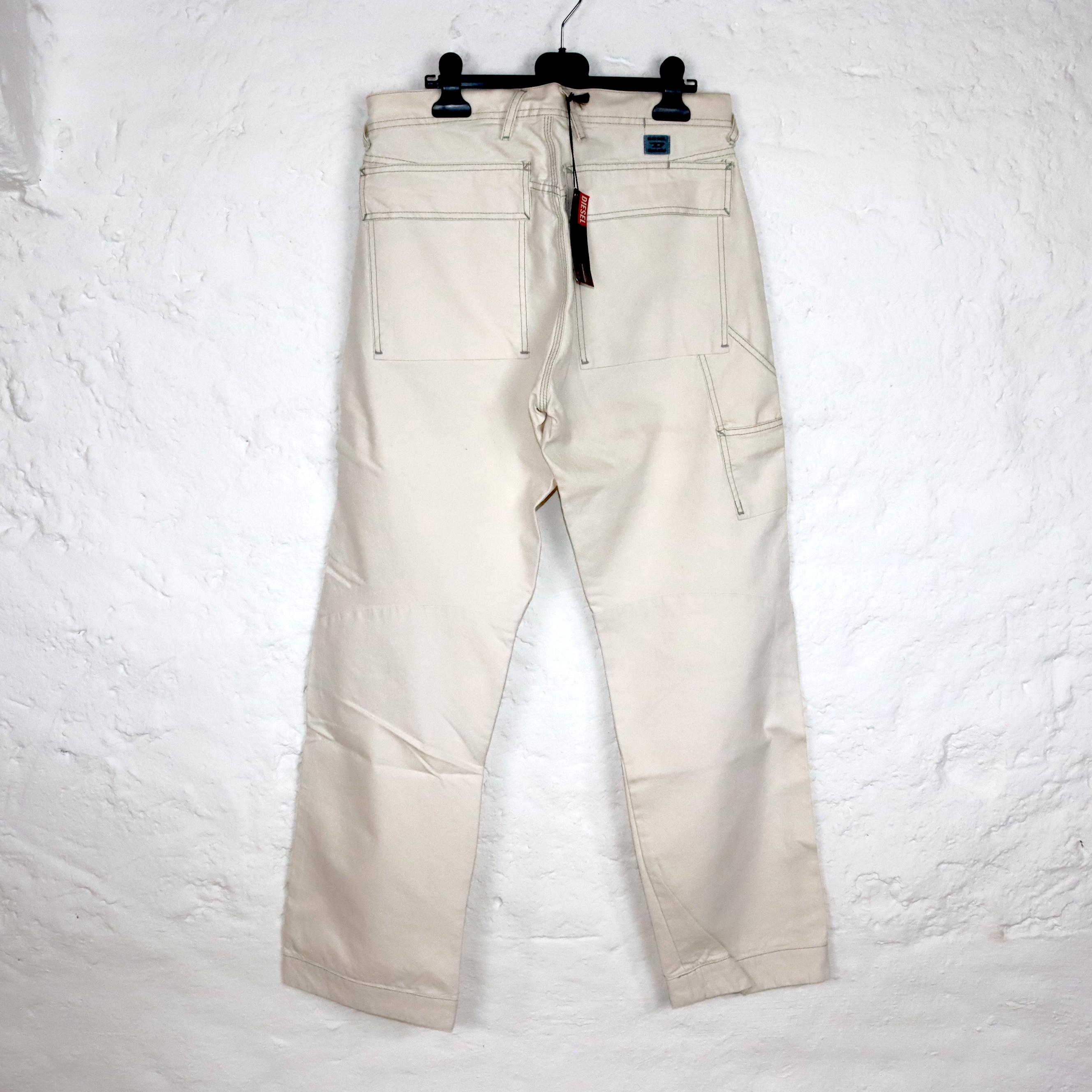 Vintage 90s 00s Y2k DIESEL Baggy Pants Wide Leg Cargo Pants Cream