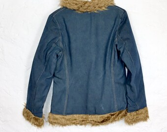 Vintage 00s Y2k NIKITA Denim Jacket Lightly Lined With Faux Fur
