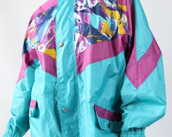Vintage 80s 90s CAMPAGNOLO Windbreaker Rain Jacket Crazy Pattern