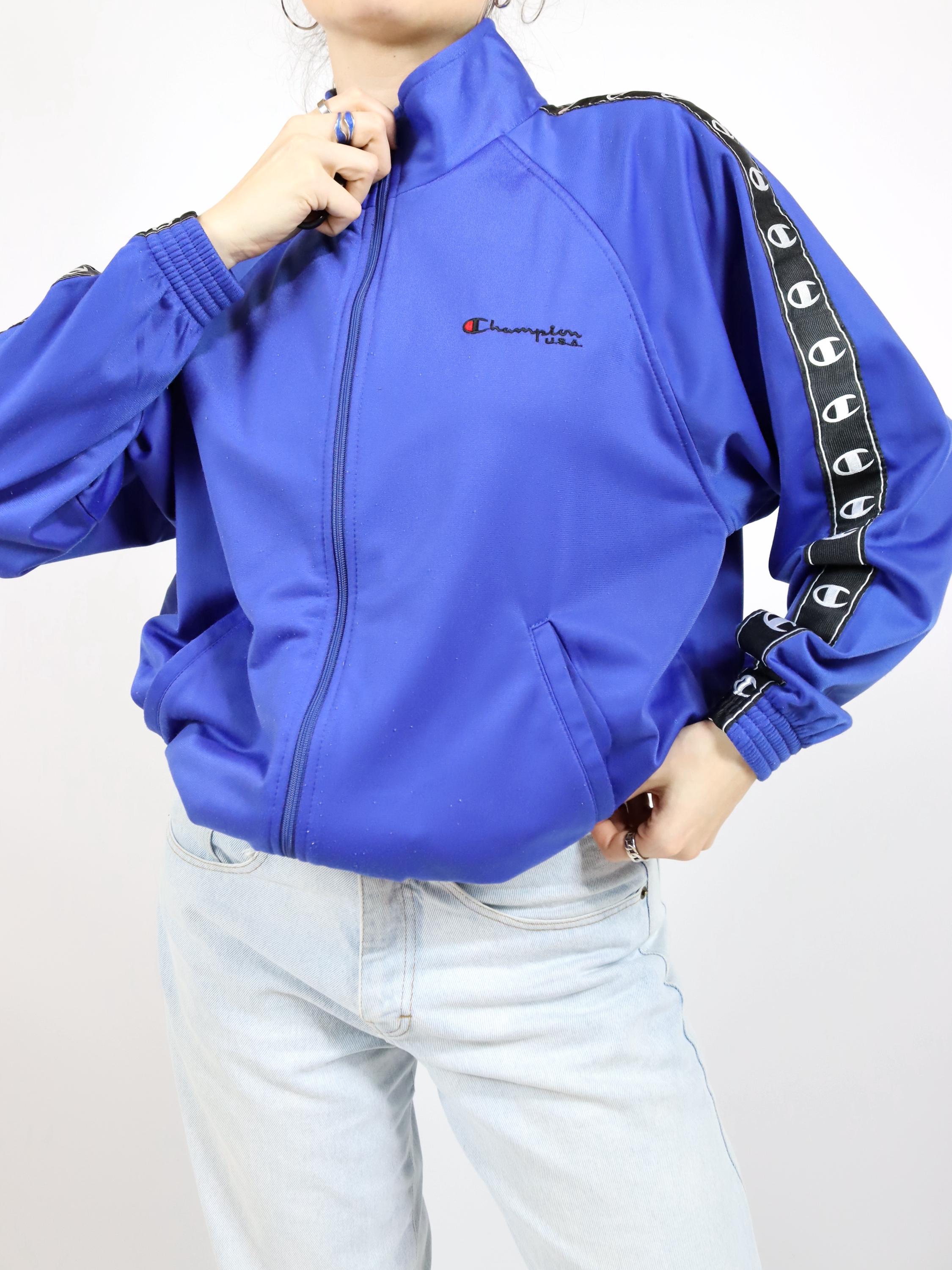 Giacca da tuta vintage anni '80-'90 CHAMPION con collo alto blu S