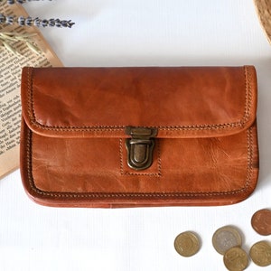 Leder Portemonnaie "Jula", Geldbeutel, Smartphonetasche, Leder Brieftasche, Naturleder, Vintage, Handmade