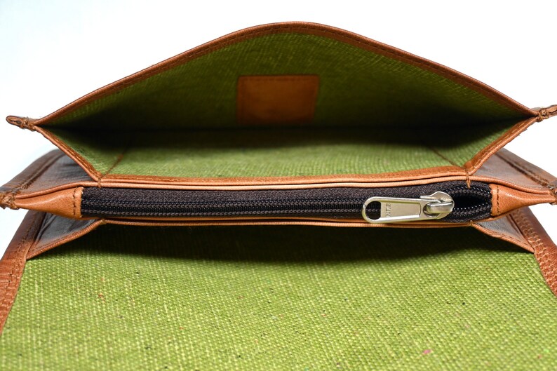 Leather wallet, purse, smartphone case, leather wallet, natural leather, vintage, handmade Jula M (innen grün)