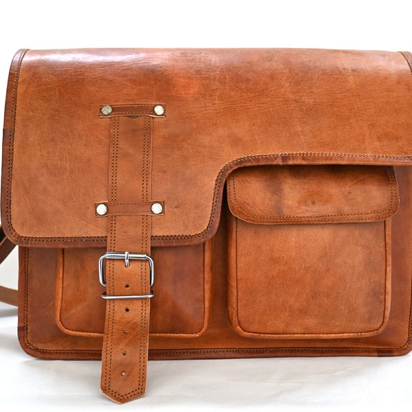 Leather bag, college bag, business bag, large leather bag, messenger bag, briefcase, laptop bag, teacher bag, handmade