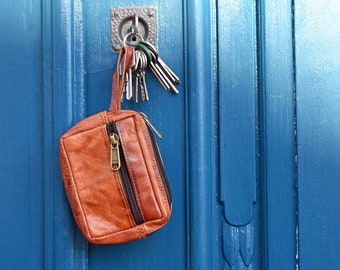 Key bag, small wallet, key case, key bag, leather bag, genuine leather, handmade, vintage