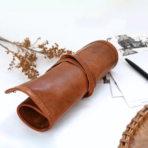 Stifterolle aus Leder | Rollmäppchen | Stiftrolle "Ida" | Künstlerrolle | Pinselrolle | Rolltasche | Pinseltasche | Ledermäppchen Handmade