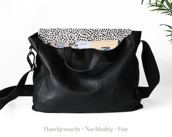 Black leather bag "MAXIE", hobo shopper bag, shoulder bag, travel companion, genuine leather, handmade