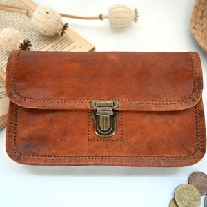 Leder Portemonnaie, Geldbeutel, Smartphonetasche, Leder Brieftasche, Naturleder, Vintage, Handmade Bild 1