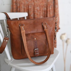 Leder Shopper Damen | Ledertasche "Martha" zum Umhängen | Leder Schultertasche | Umhängetasche | Naturleder Handtasche | Shoppertasche Damen