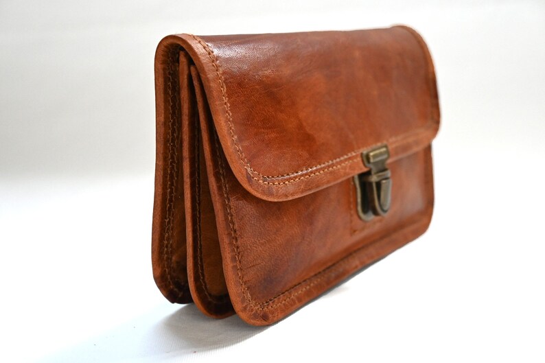 Leder Portemonnaie, Geldbeutel, Smartphonetasche, Leder Brieftasche, Naturleder, Vintage, Handmade Bild 5