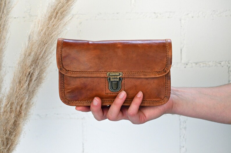 Leder Portemonnaie, Geldbeutel, Smartphonetasche, Leder Brieftasche, Naturleder, Vintage, Handmade Jula S (innen braun)