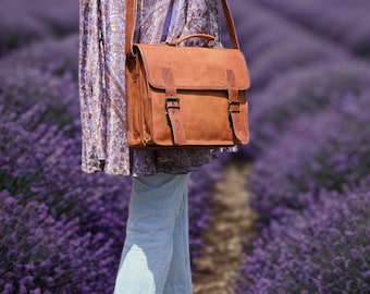 Small vintage leather bag | Hand-stitched shoulder bag made of 100% natural leather | Leather handbag | Leather tote bag | Retro brown bag