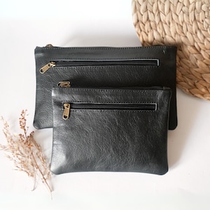 Lederbeutel "Alma" | Kosmetiktasche Leder schwarz | Leder Beutel schwarz | Leder Täschchen | Kosmetiktasche klein | Taschenorganizer schwarz