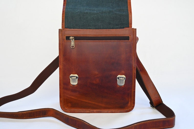 Handtasche aus Leder, Umhängetasche, Schultertasche, Tasche mit Schnallen, Büffelleder, Handmade, Braun Bild 6