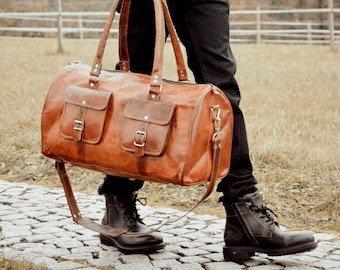 Leather weekender, travel bag, travel companion, sports bag, genuine leather, handmade