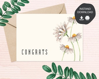 Printable Congratulations Card | Instant Download | Greeting Card | Digital Downloadable "Congrats" Card