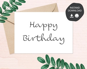 Printable Birthday Day Card | Instant Download | Greeting Card | Digital Downloadable "Happy Birthday" Card