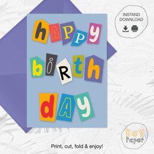 Printable Birthday Day Card Instant Download Greeting Card Digital ...