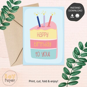 Printable Birthday Day Card Instant Download Greeting Card Digital ...