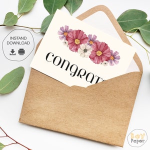 Printable Congratulations Card Instant Download Greeting Card Digital Downloadable Congrats Card zdjęcie 2