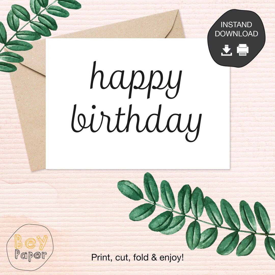 Printable Birthday Day Card Instant Download Greeting Card Digital ...