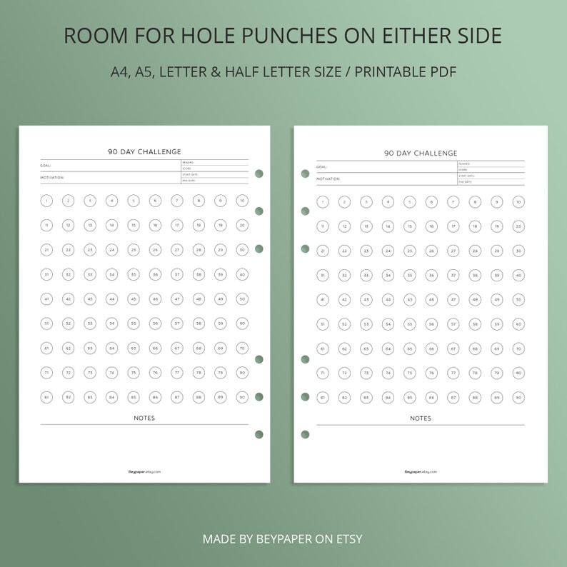 Printable 90 Day Challenge Goal Setting, Progress Tracker, Habit