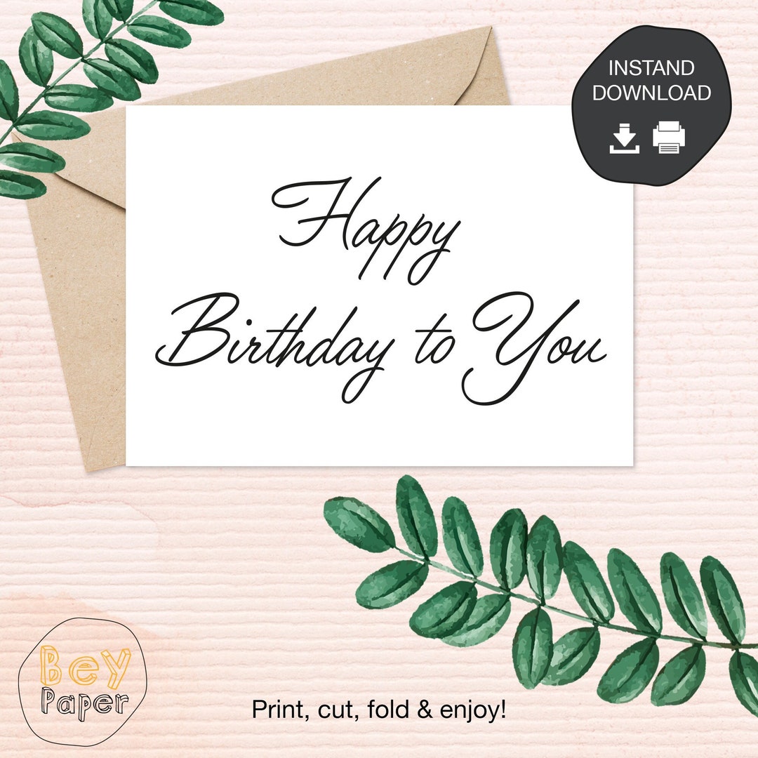 Printable Birthday Day Card Instant Download Greeting Card Digital ...