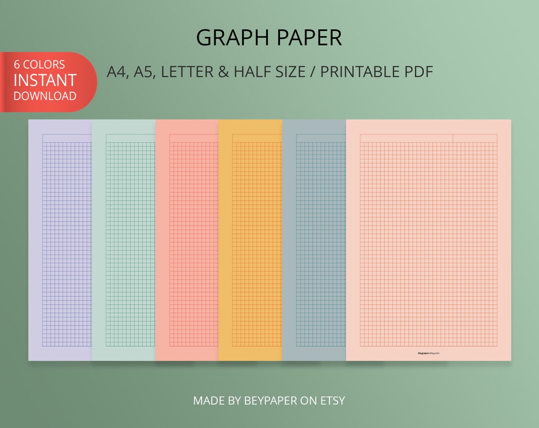 Printable Graph Paper 6 Different Colors of Graph Papers, Journal Pages