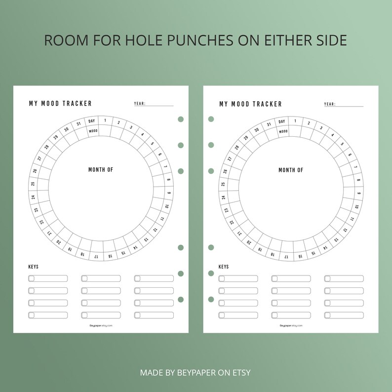Printable Mood Tracker Yearly Monthly Mood Planner, Mental Health ...